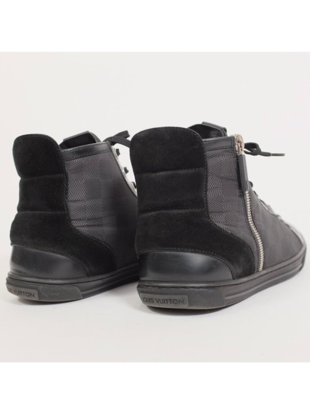 Louis Vuitton 8 US 9 black sneakers high top black Damier LOGO PRINT - Picture 2 of 14